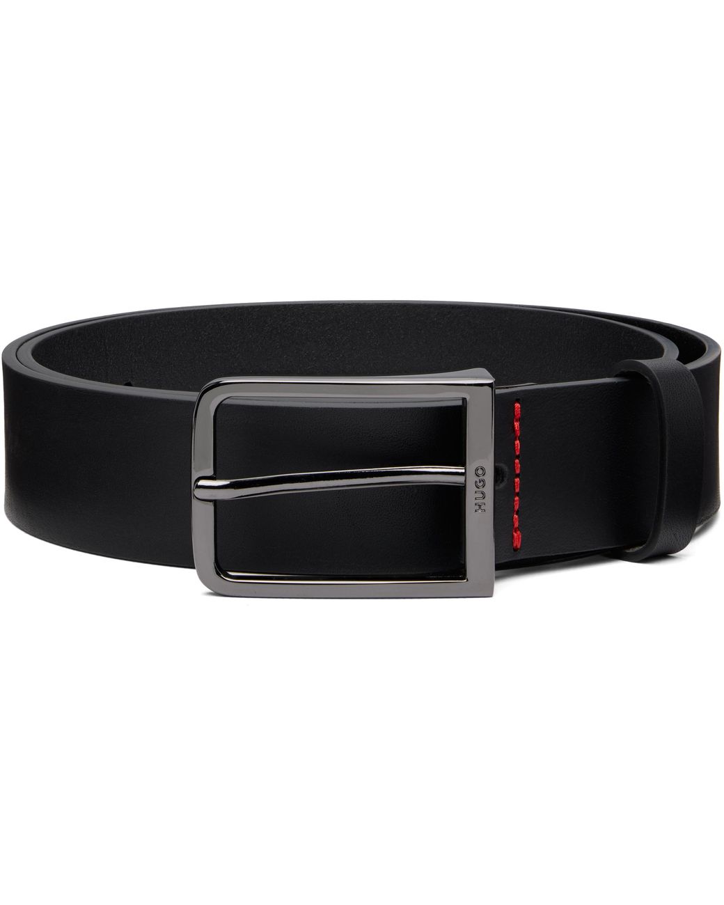 HUGO Leather Logo-buckle Belt in Black for Men | Lyst