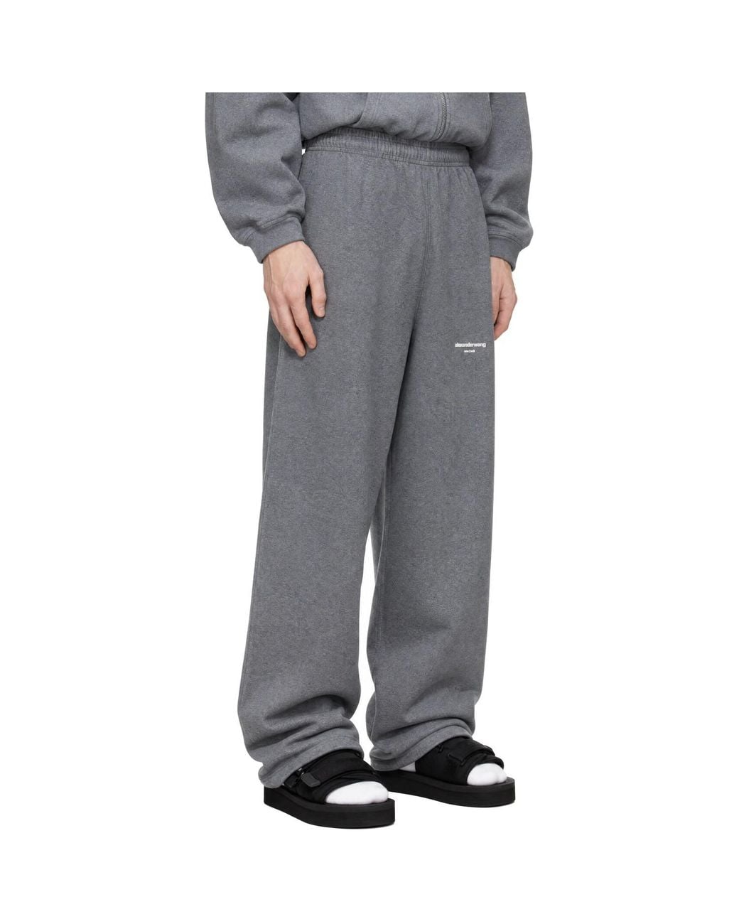 Alexander Wang Gray Logo Print Mid-Rise Oversized Sweatpants for men