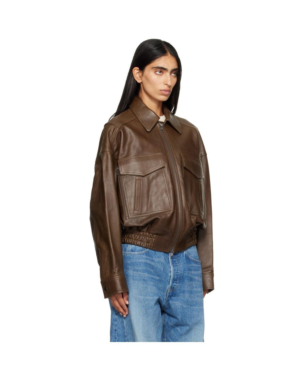 Staud Brown Eugene Leather Jacket