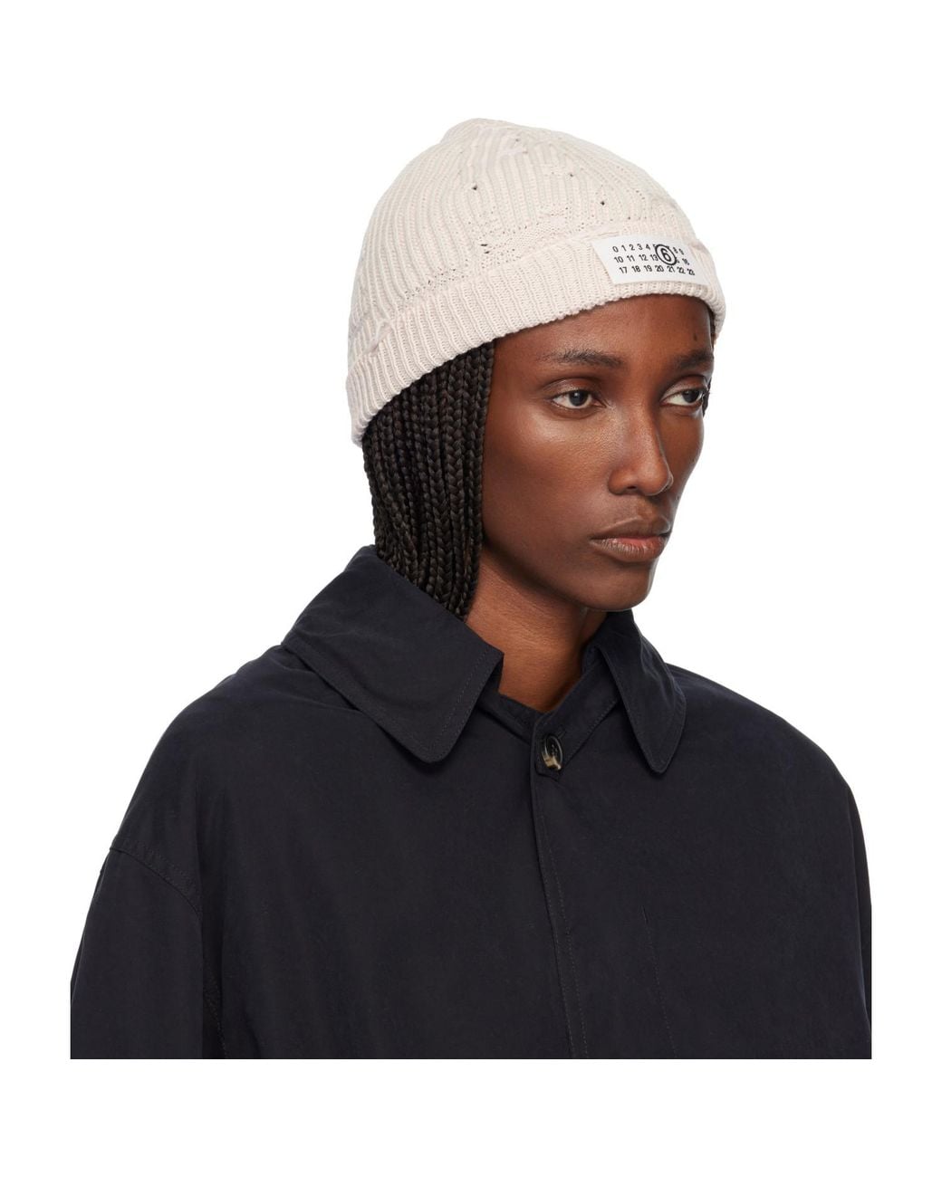 MM6 by Maison Margiela Black Amended Optical Ribs Beanie