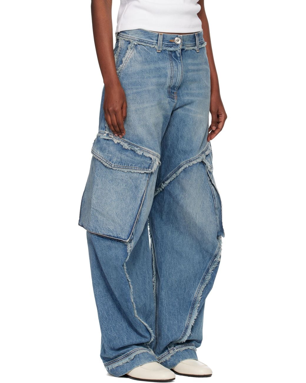 Versace Blue Low-Waist Cargo Jeans