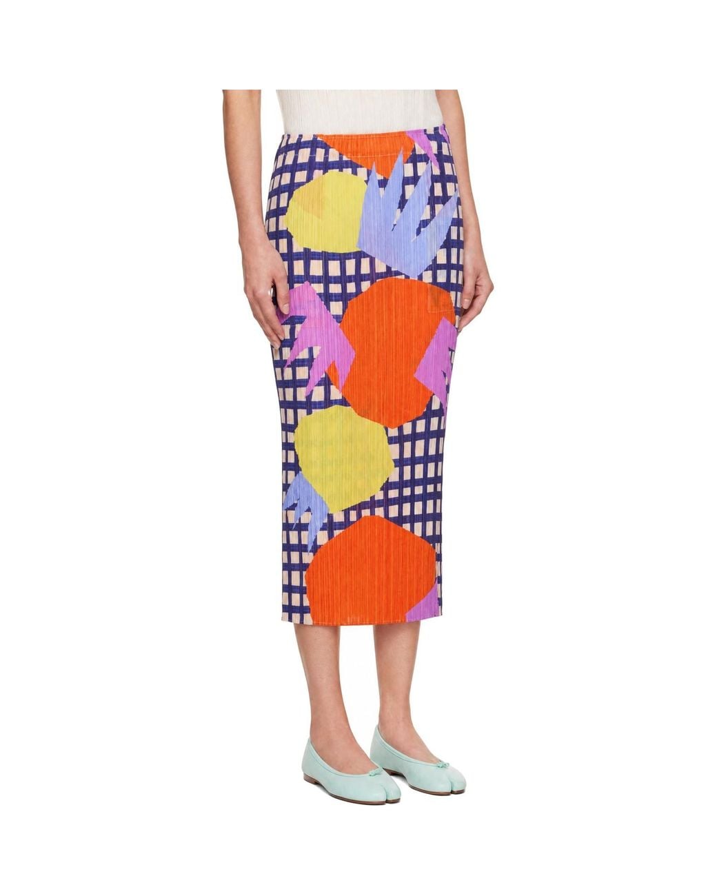 Pleats Please Issey Miyake Red Market Midi Skirt