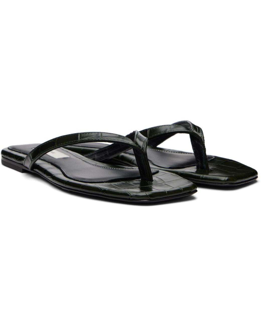 Totême  Black Croco-embossed Flip-flops