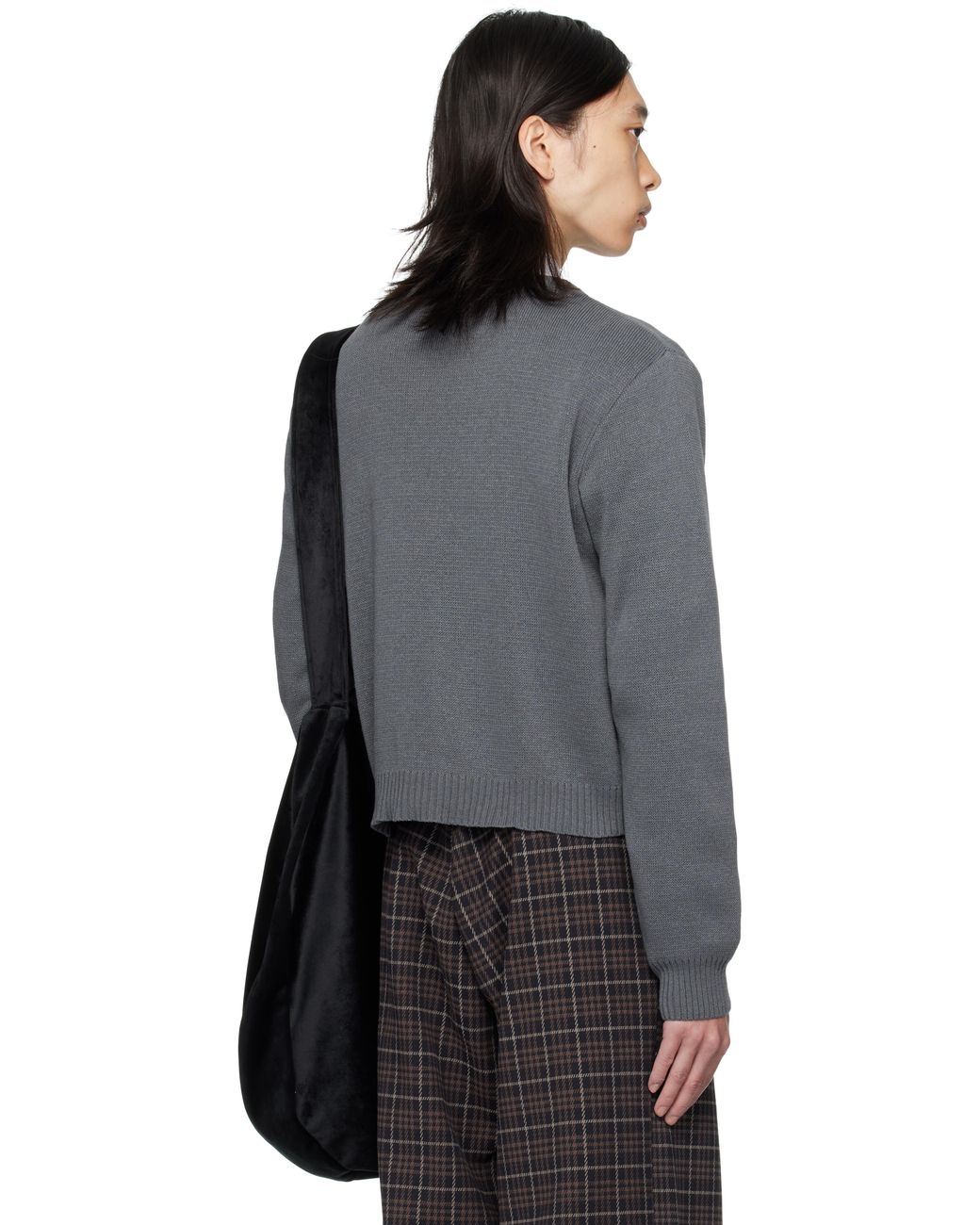 AV VATTEV Lace Up Knit Cardigan in Gray for Men | Lyst
