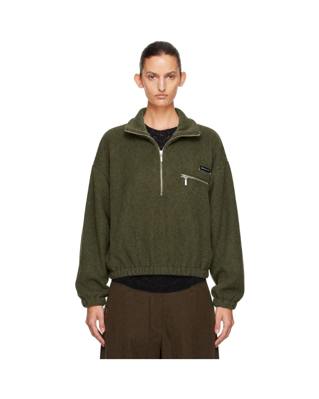 Song For The Mute Green Cosy Wool Half Zip Sweater