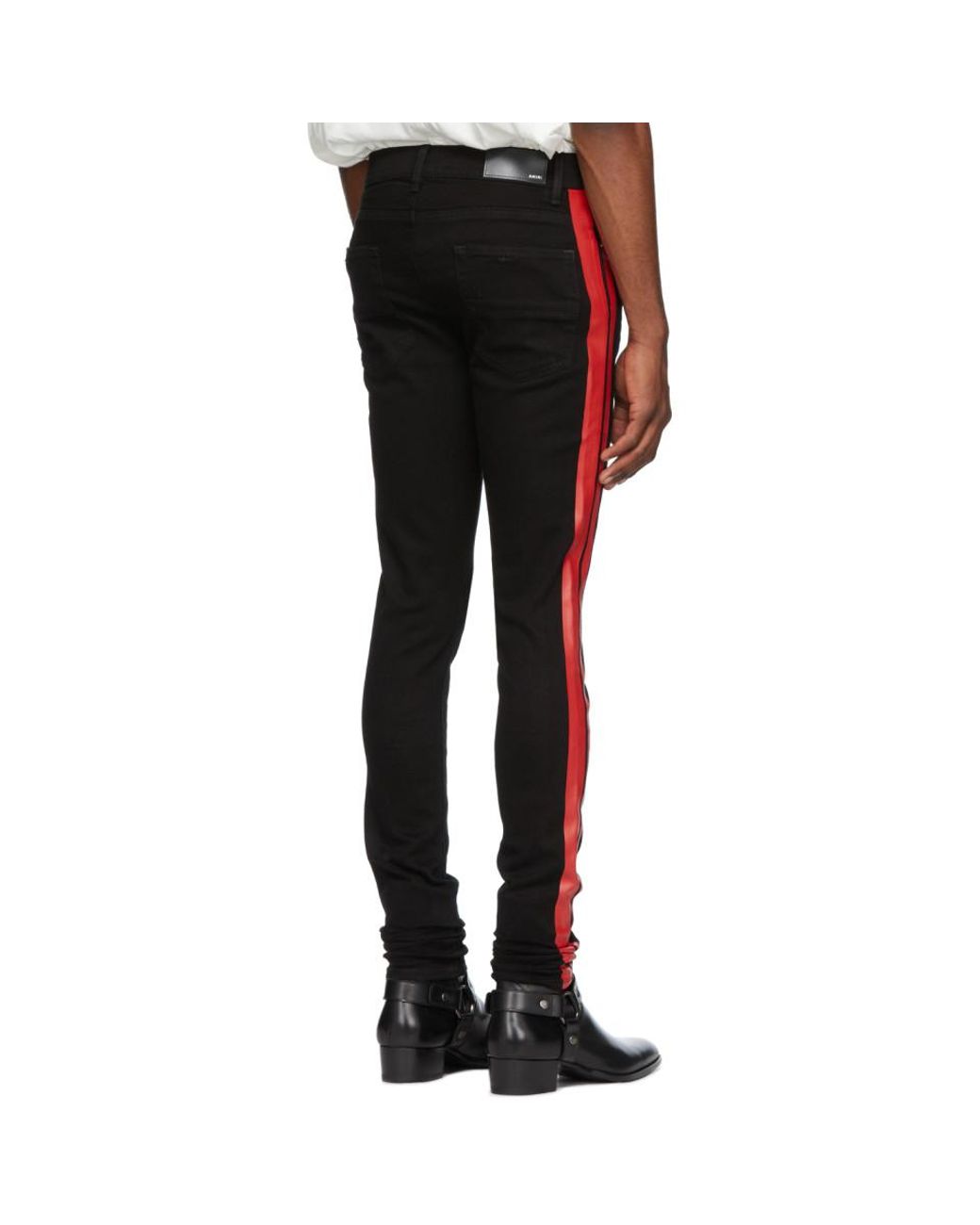 Amiri Denim Black And Red Stack Track 