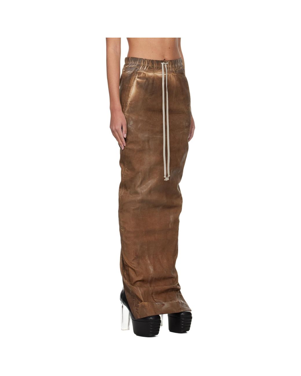 Rick Owens Multicolor Pull On Pillar Denim Maxi Skirt