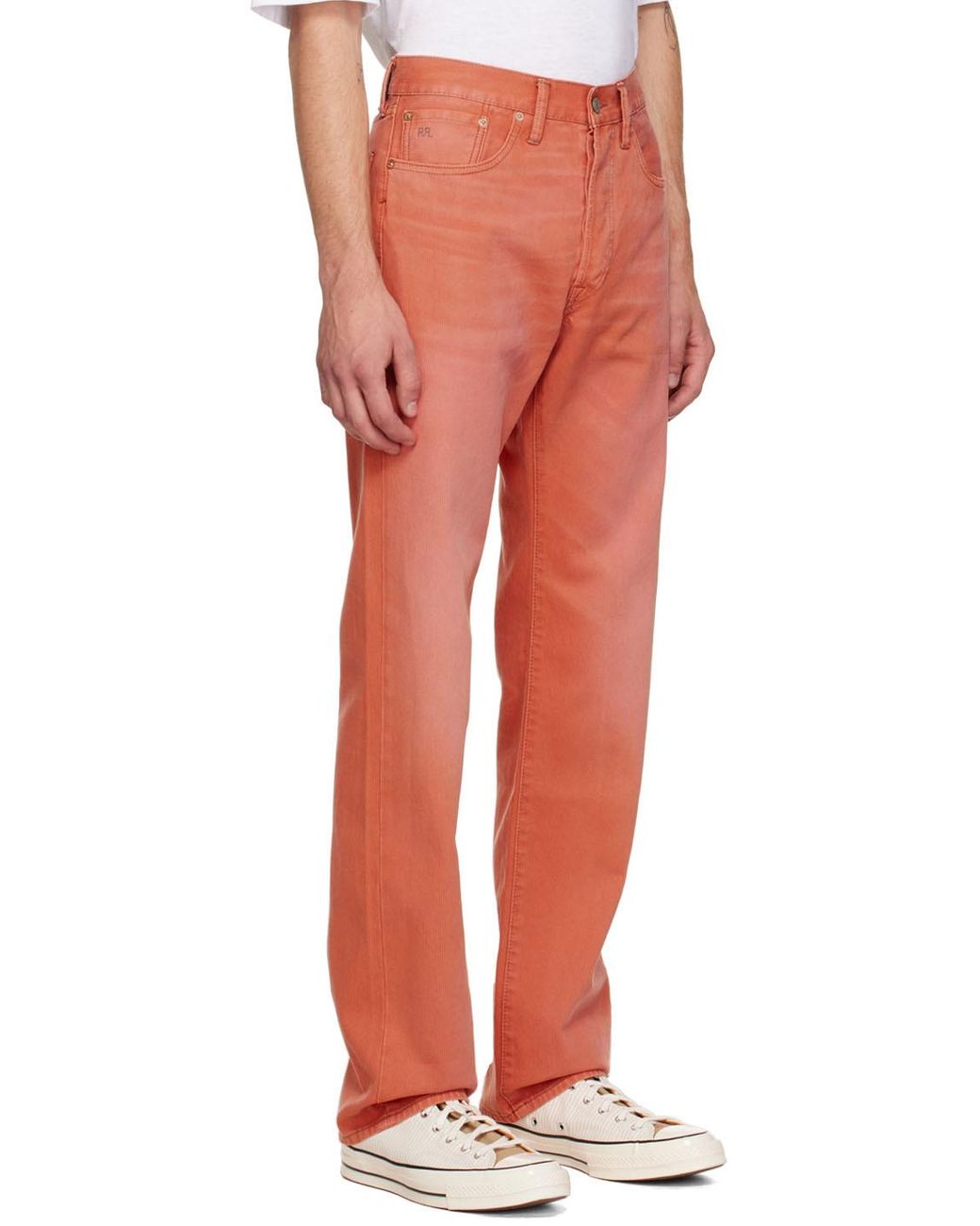 rrl FADED CORAL Orange Bedford Cord Trousers