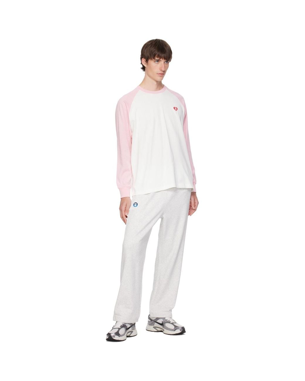 Aape By A Bathing Ape White 'Aapenow' Heart Moonface Long T-Shirt for men