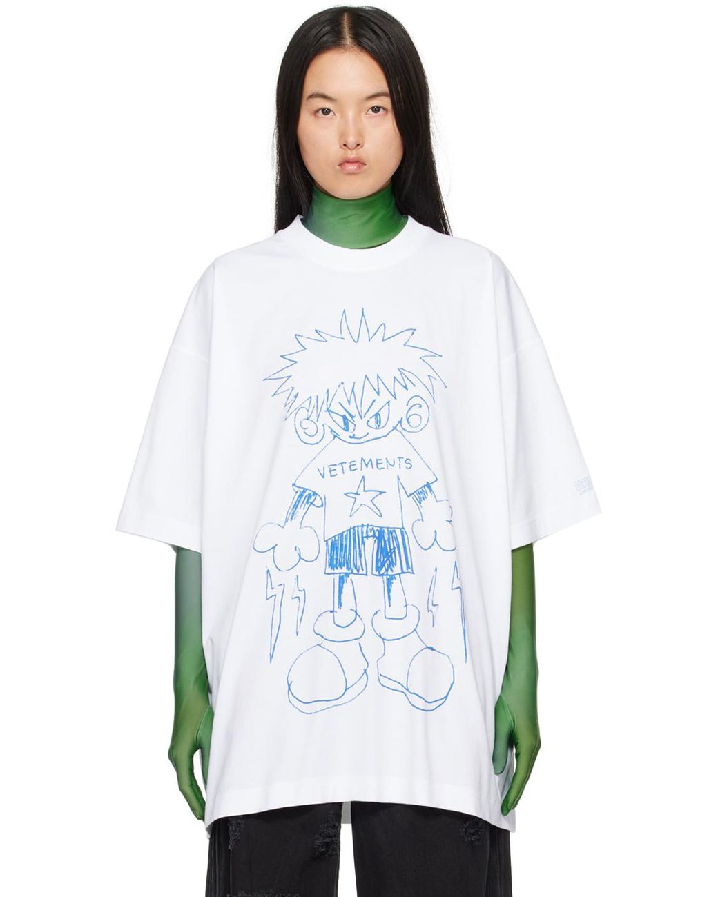【VETEMENTS】ホワイト Sticker Tシャツ VETEMENTS White Printed T-Shirt Vetements