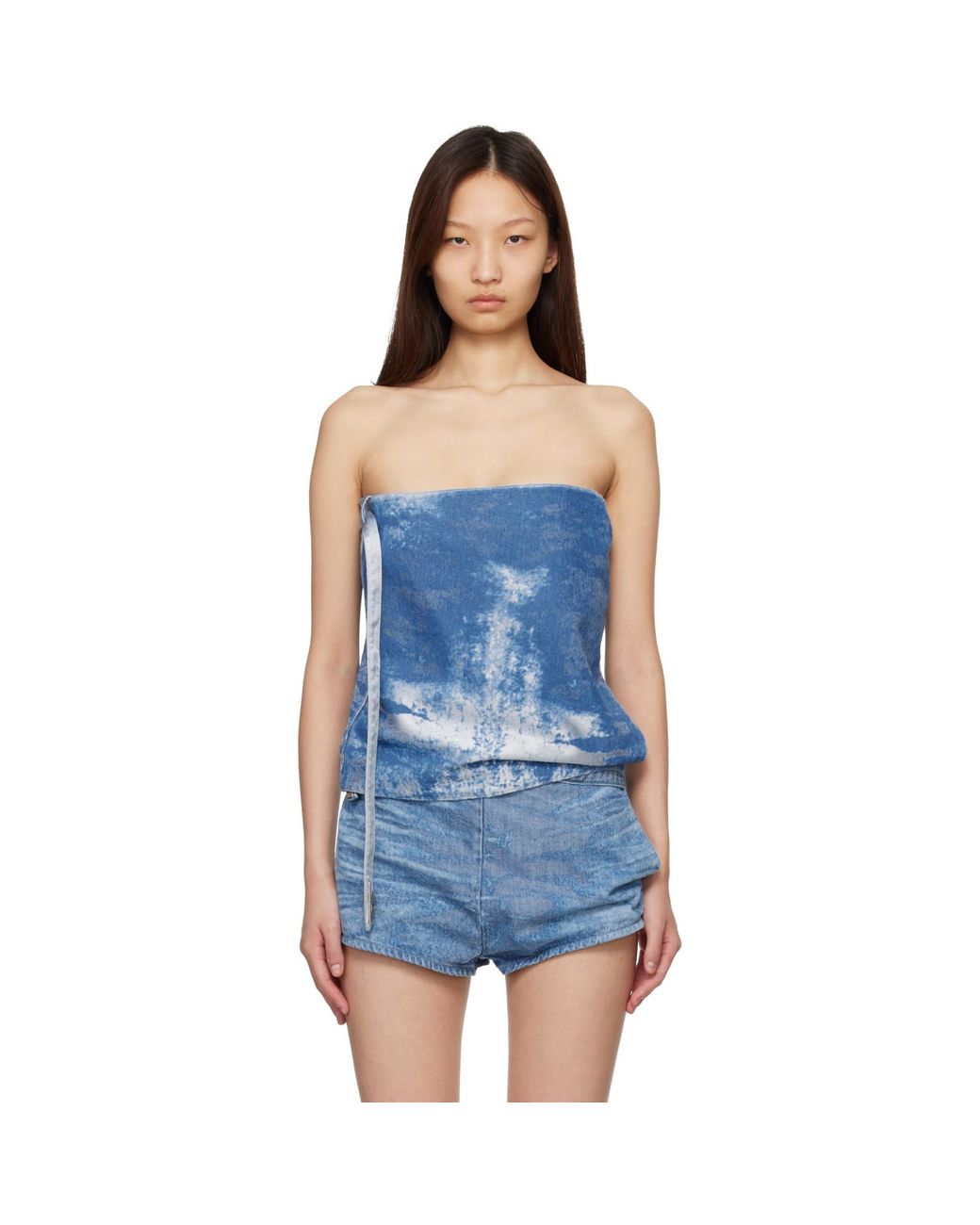 DIESEL Blue Satin Denim Sleeveless Top