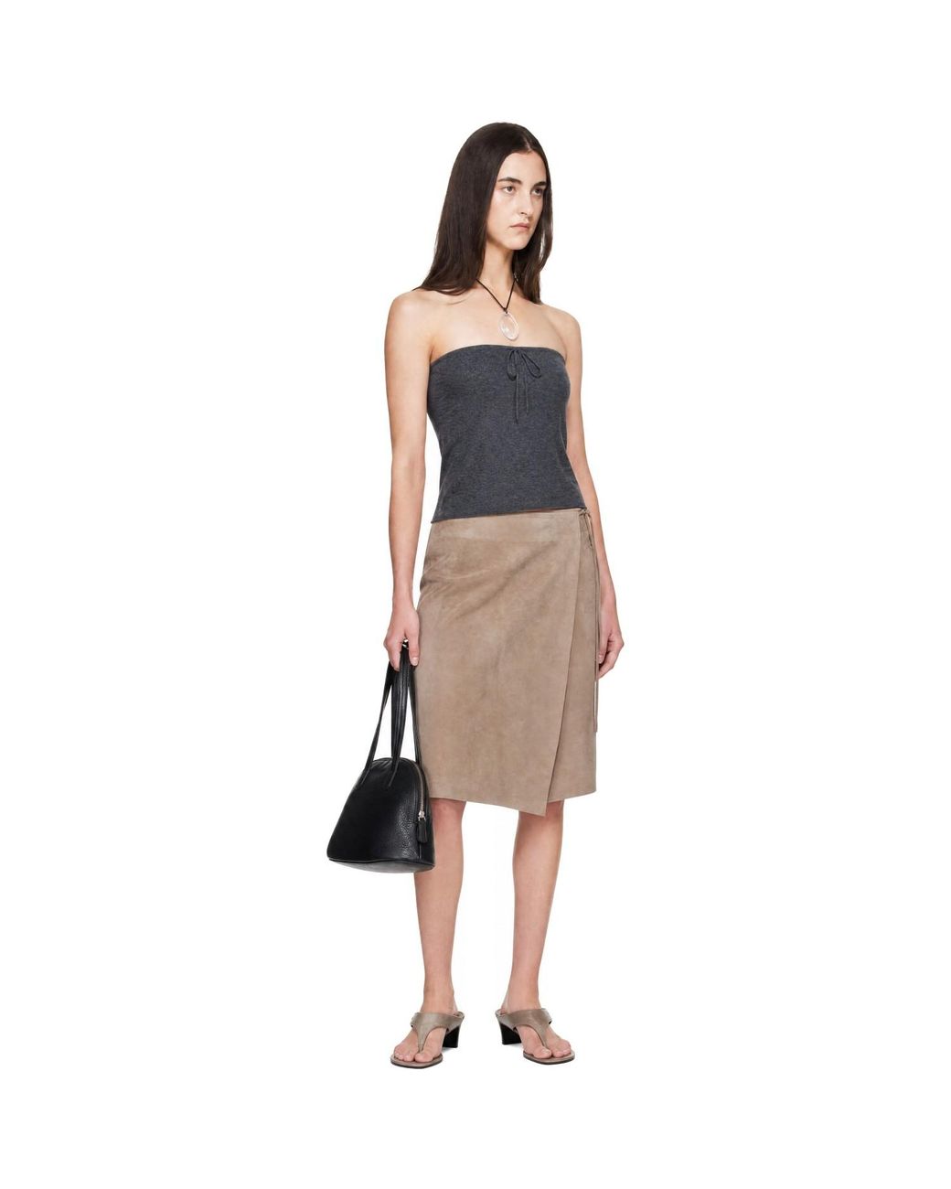 St. Agni Blue Wool Strapless Top