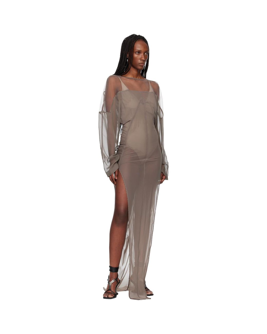 Rick Owens Black Temple Collage Maxi Dress