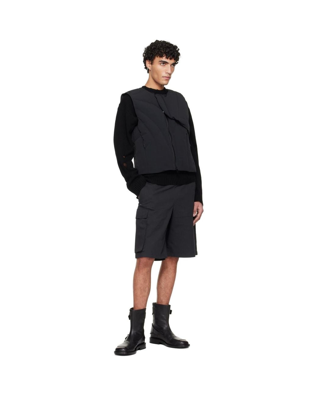 HELIOT EMIL Black Pulsar Cargo Shorts for men