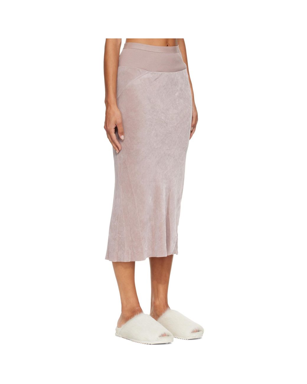 Rick Owens Pink Tower Knee Bias Midi Skirt
