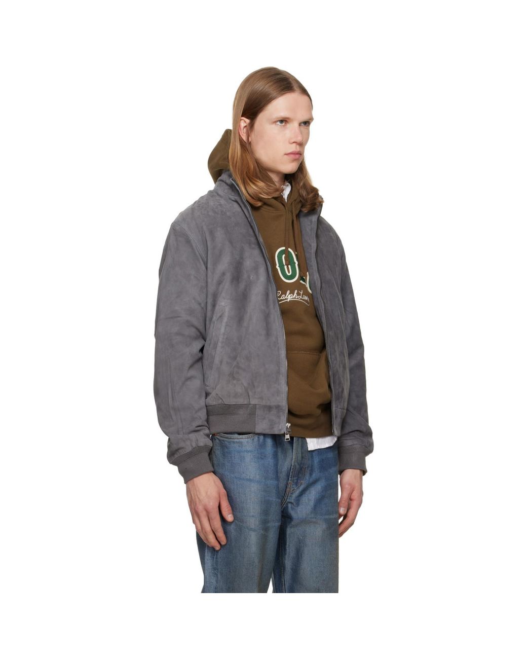 Polo Ralph Lauren Gray 'The Charleton' Suede Jacket for men