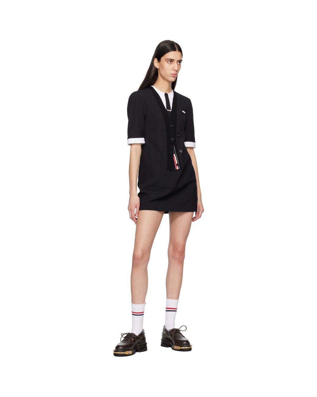 Thom Browne Black Trompe L'Oeil Patch Pocket Minidress