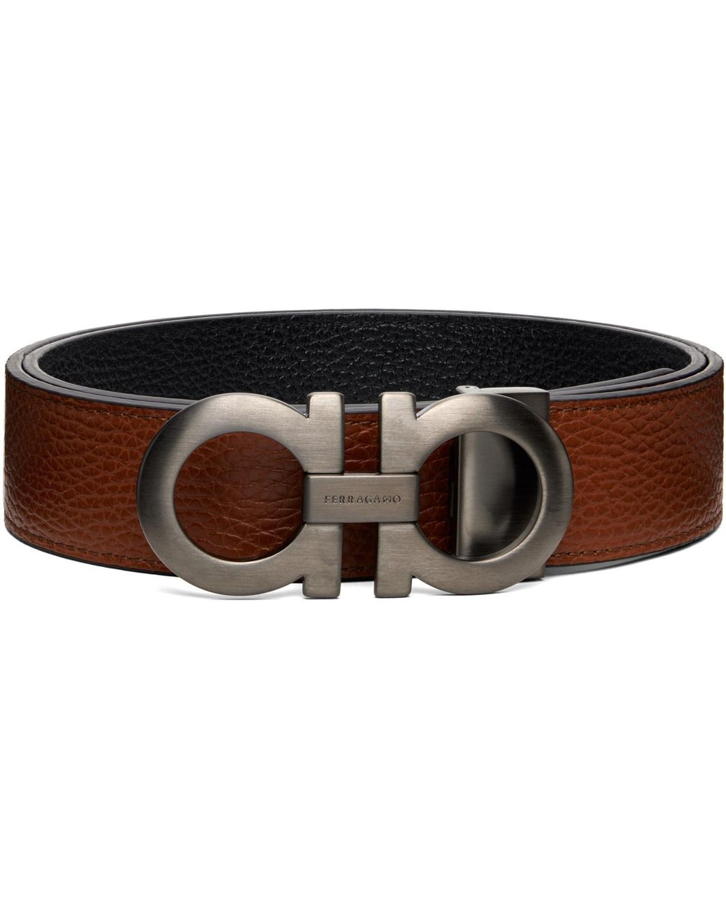 Ferragamo Brown Tan Reversible & Adjustable Gancini Belt for men