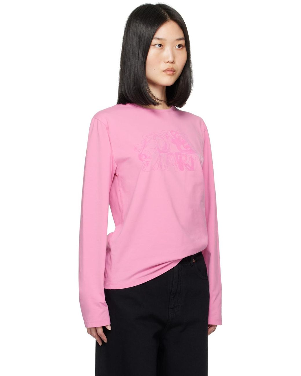 MM6 by Maison Margiela Graphic Long Sleeve T-Shirt in Pink | Lyst