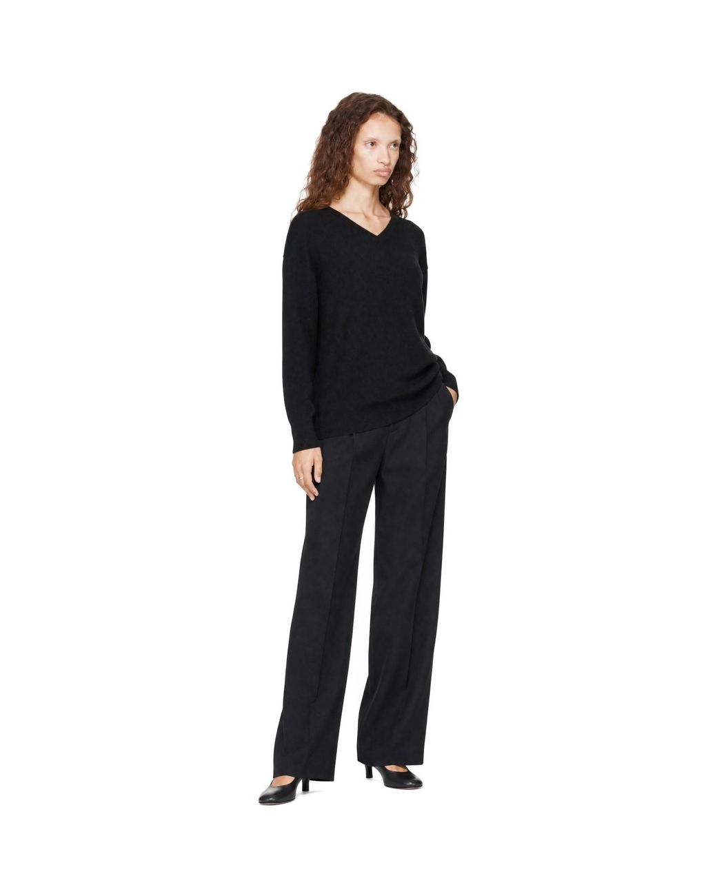 Ssstein Black Pure Cashmere Knit V-Neck Sweater
