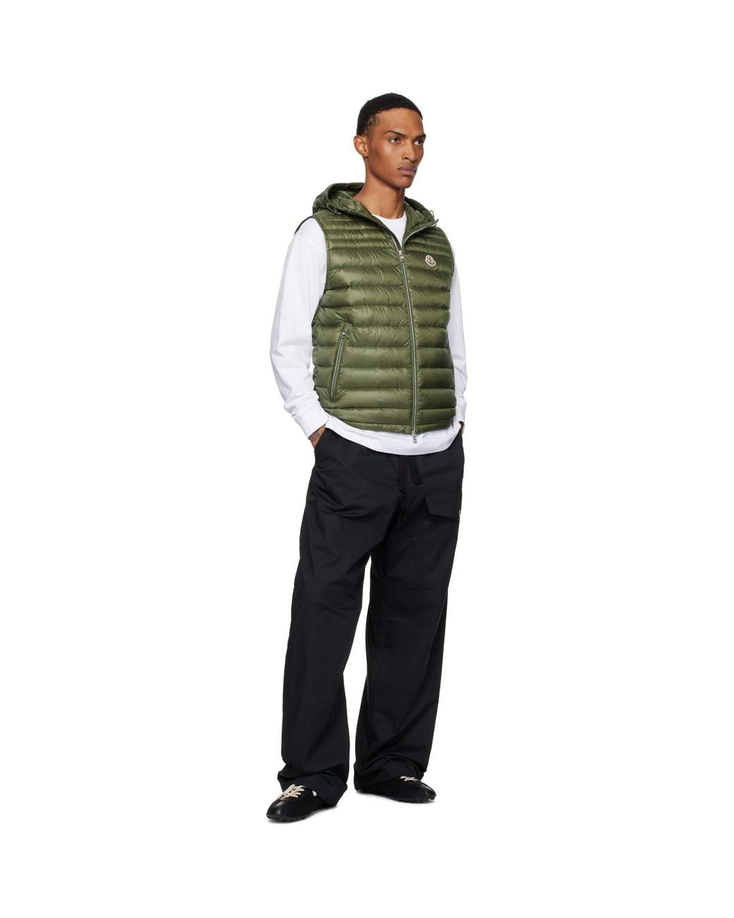 Moncler Green Khaki Orant Hooded Down Vest for men