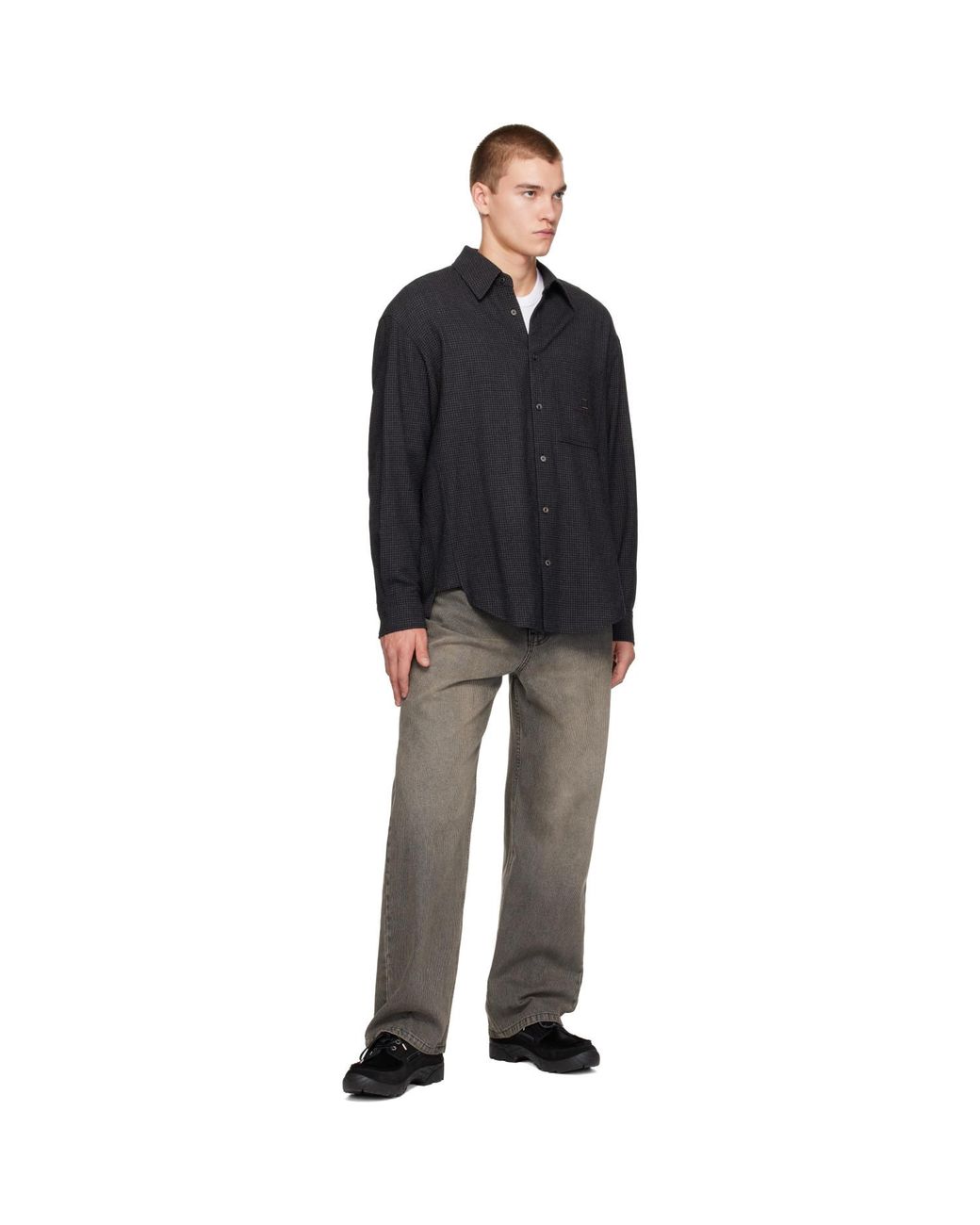 Wooyoungmi Black Small Check Shirt for men