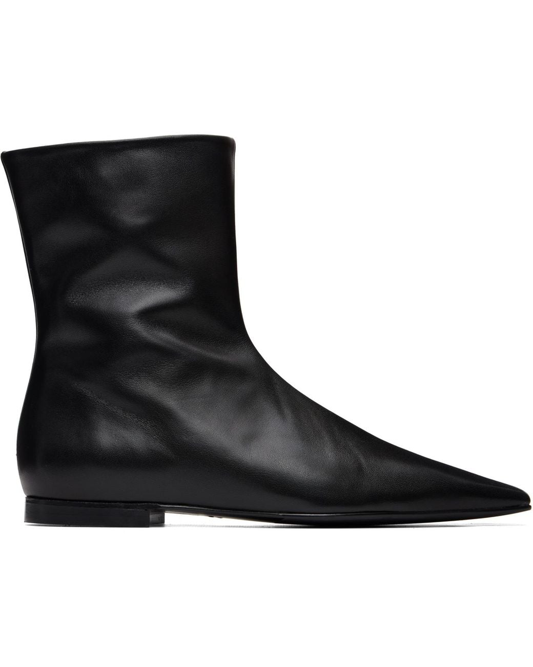 Totême Black Zip Leather Chelsea Boots