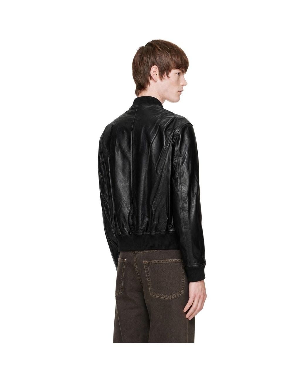 sunflower Black Leather Flight Jacket for men