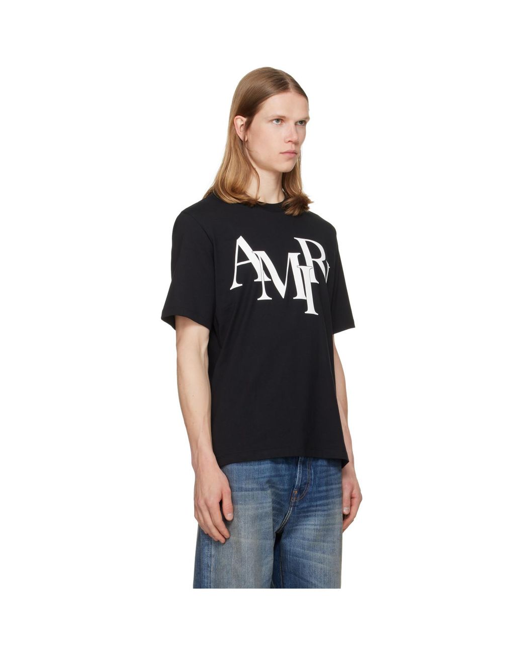 Amiri Black Staggered Logo' T-Shirt for men