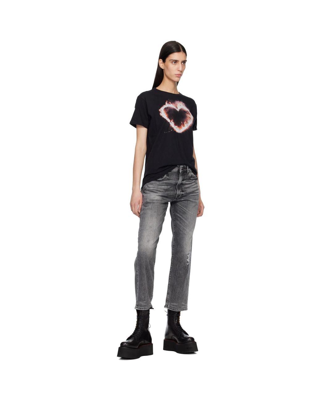 R13 Black Flaming Heart Boy T-Shirt