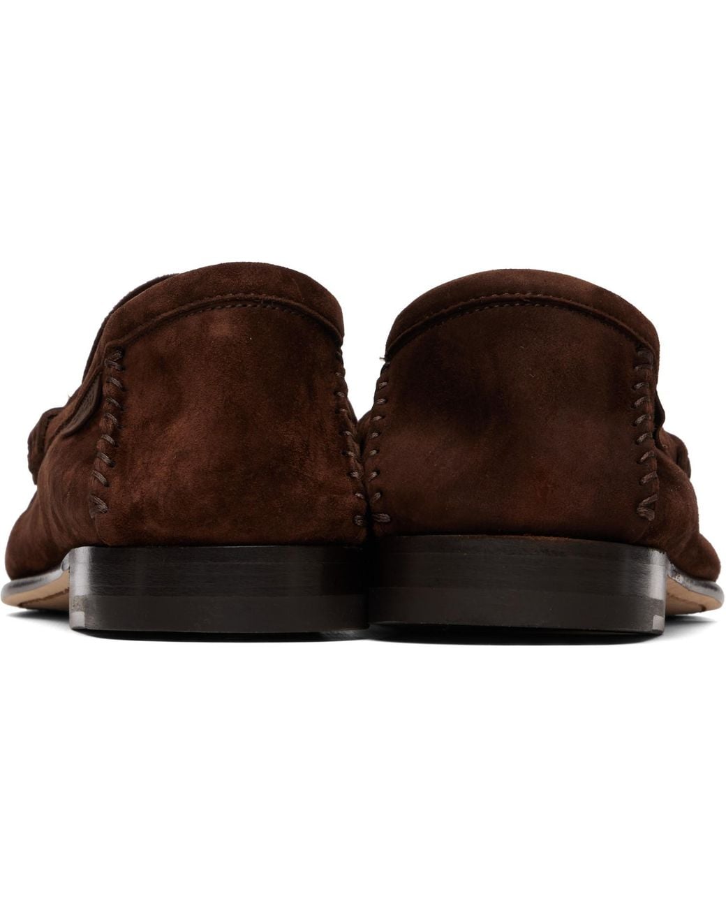 Tom Ford Brown Suede Double T Hardware Ripley Loafers for men