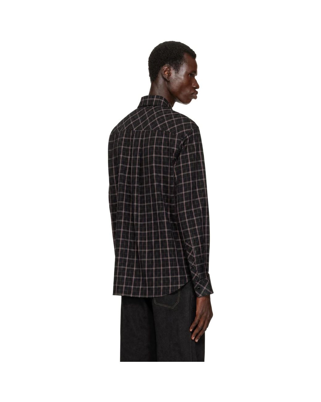 Lemaire Black Western Check Shirt for men
