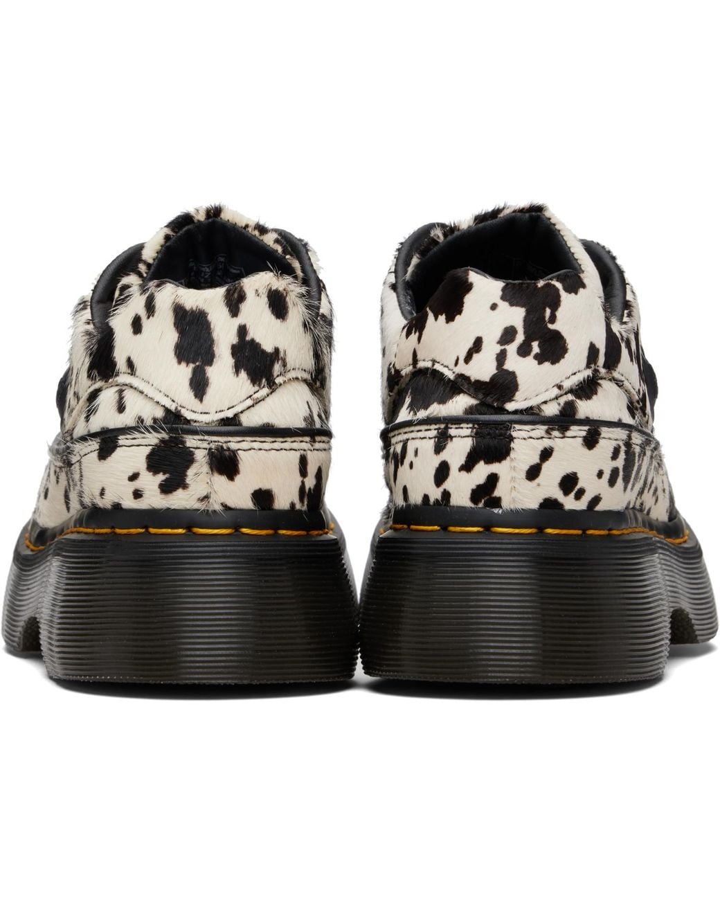 Dr. Martens Black Buzz 5-Eye Dalmatian Hair On Leather Derbys