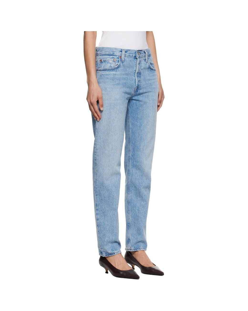 Agolde Blue Romney Mid Rise Straight Leg Jeans