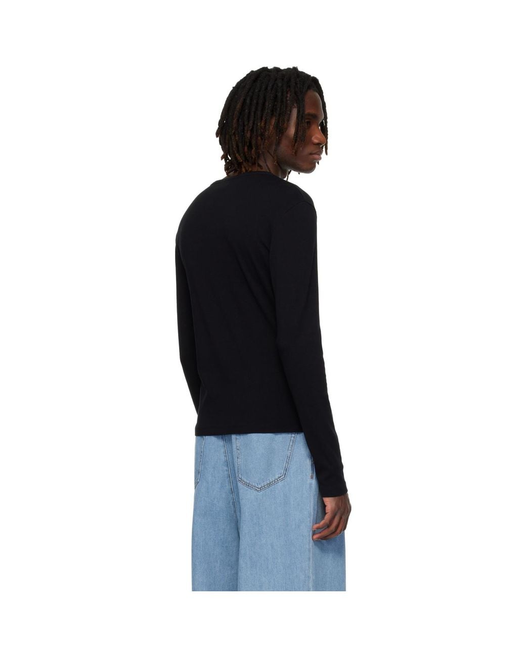 Rhude Black Logo Ls Henley for men