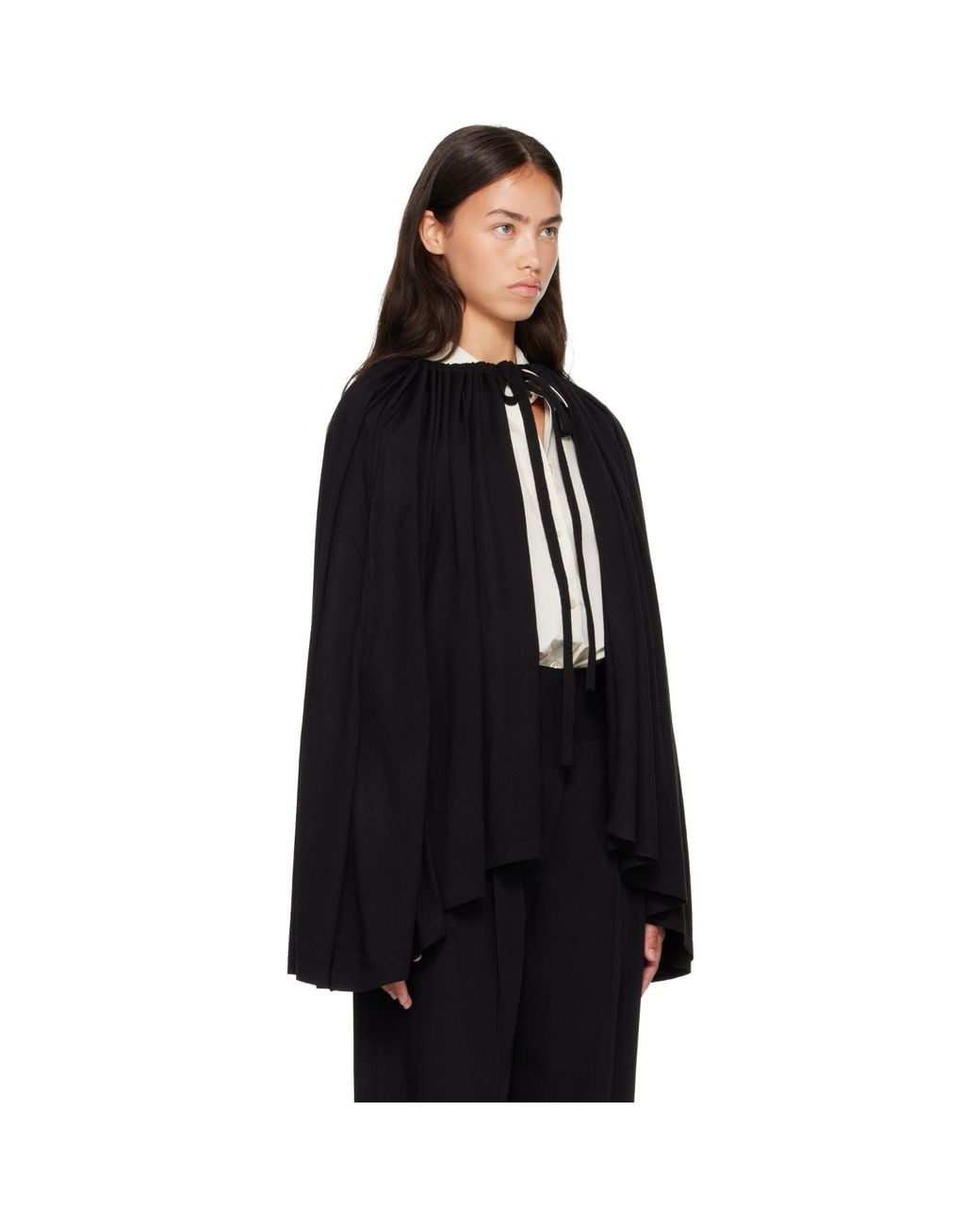 Totême Black Drawstring Cape