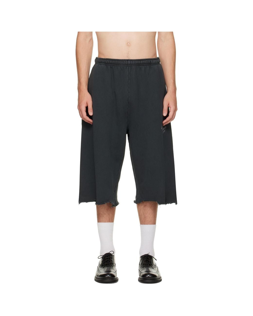 Willy Chavarria Gray 'Chavarria Community Center' Distressed Shorts for men