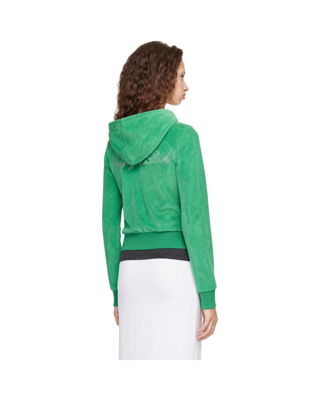 Sporty & Rich Green Signature Logo Krystal Zip Hoodie