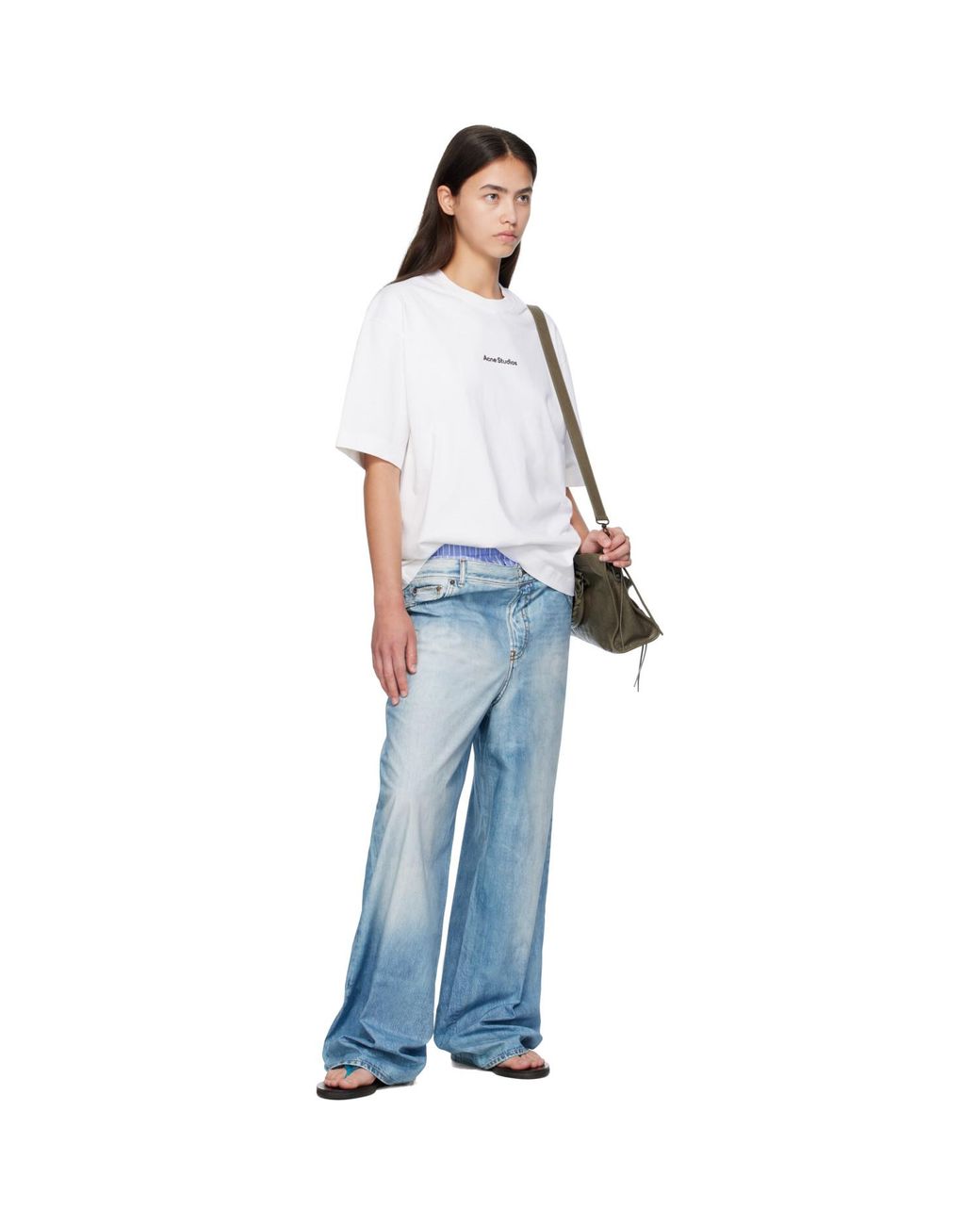 Acne White Stamp Logo T-Shirt