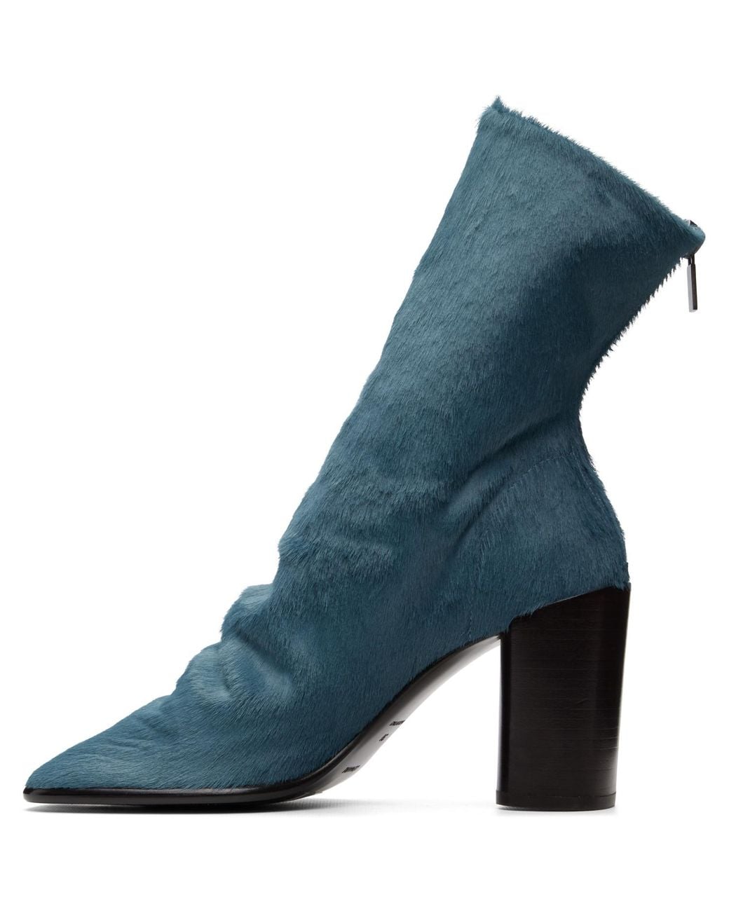 Lemaire Blue 80 Mm Glove Pony Heeled Ankle Boots