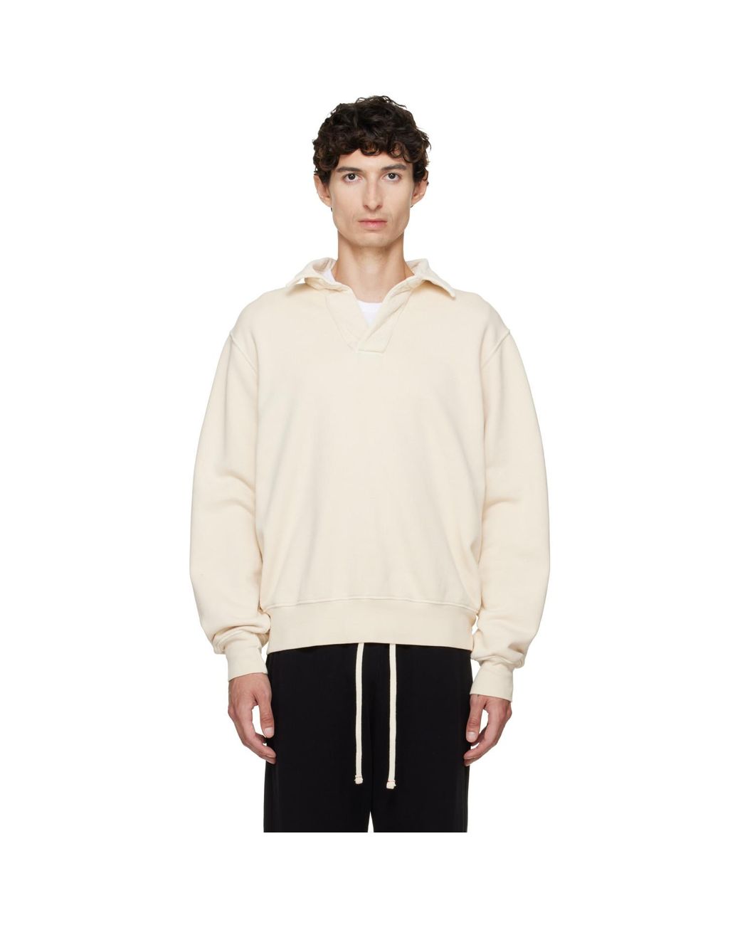 Les Tien Natural Off- Heavyweight Moto Back Polo for men