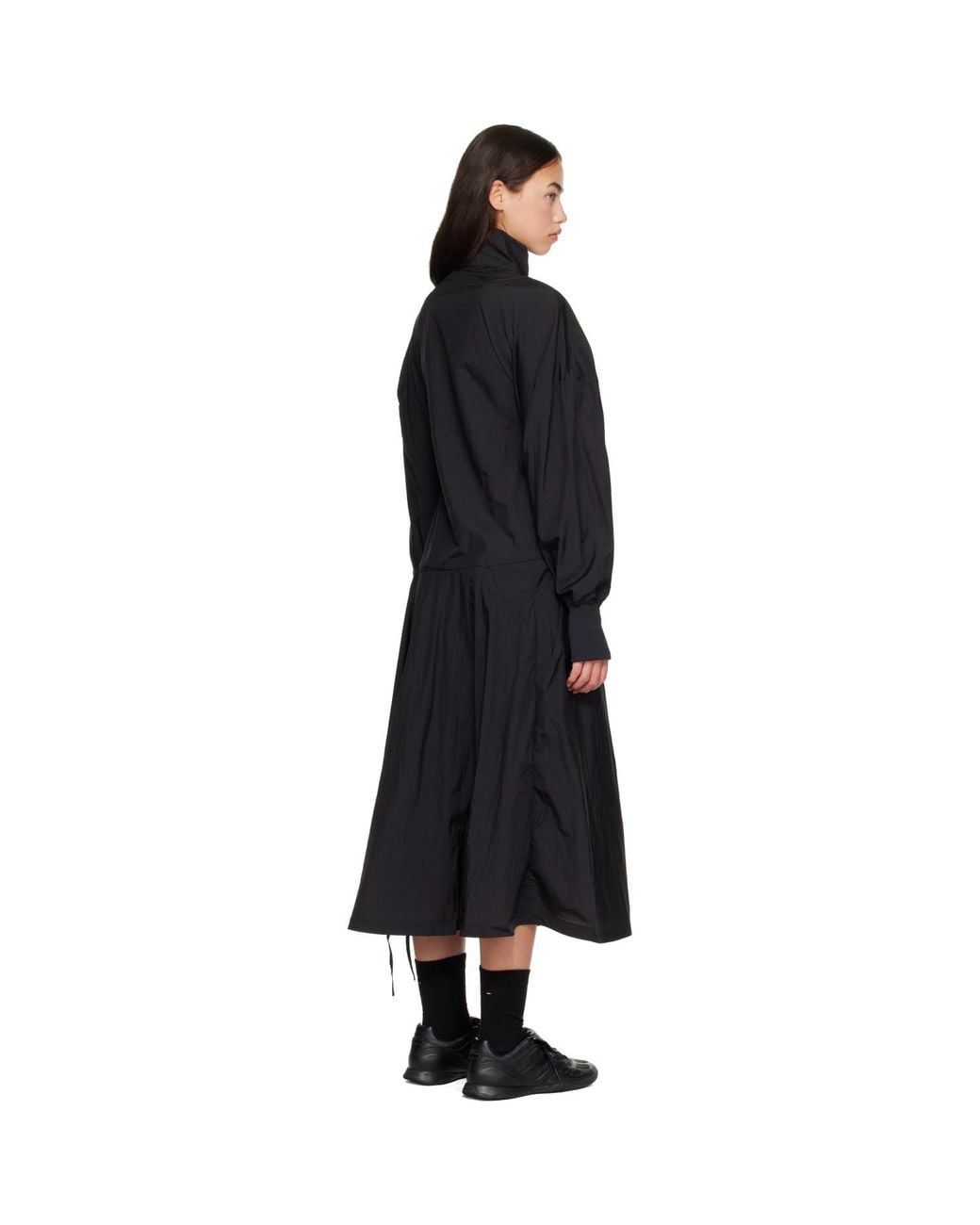 Y-3 Black Gradient 3-Stripes Nylon Track Midi Dress