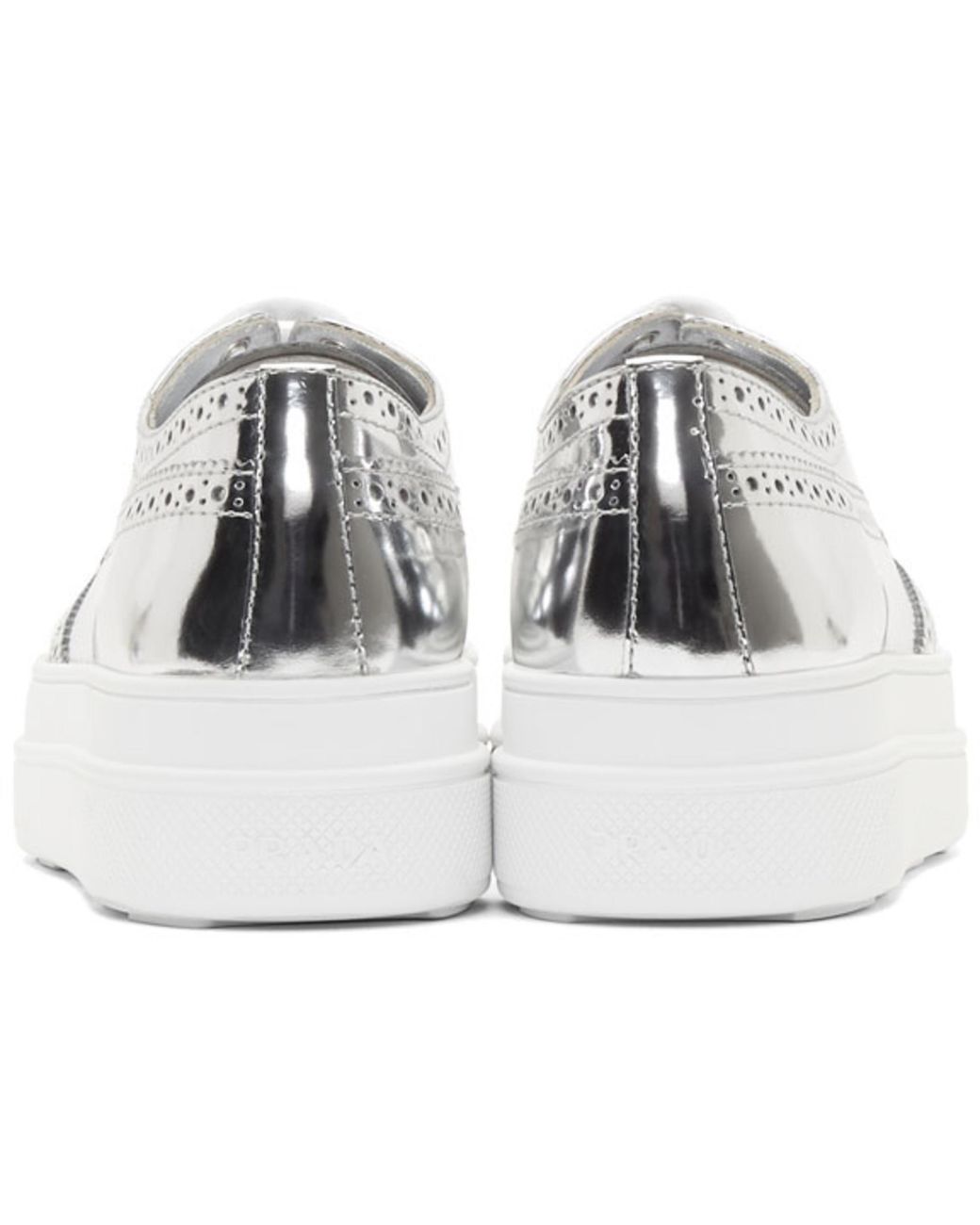 Prada Silver Platform Brogues in Metallic Lyst