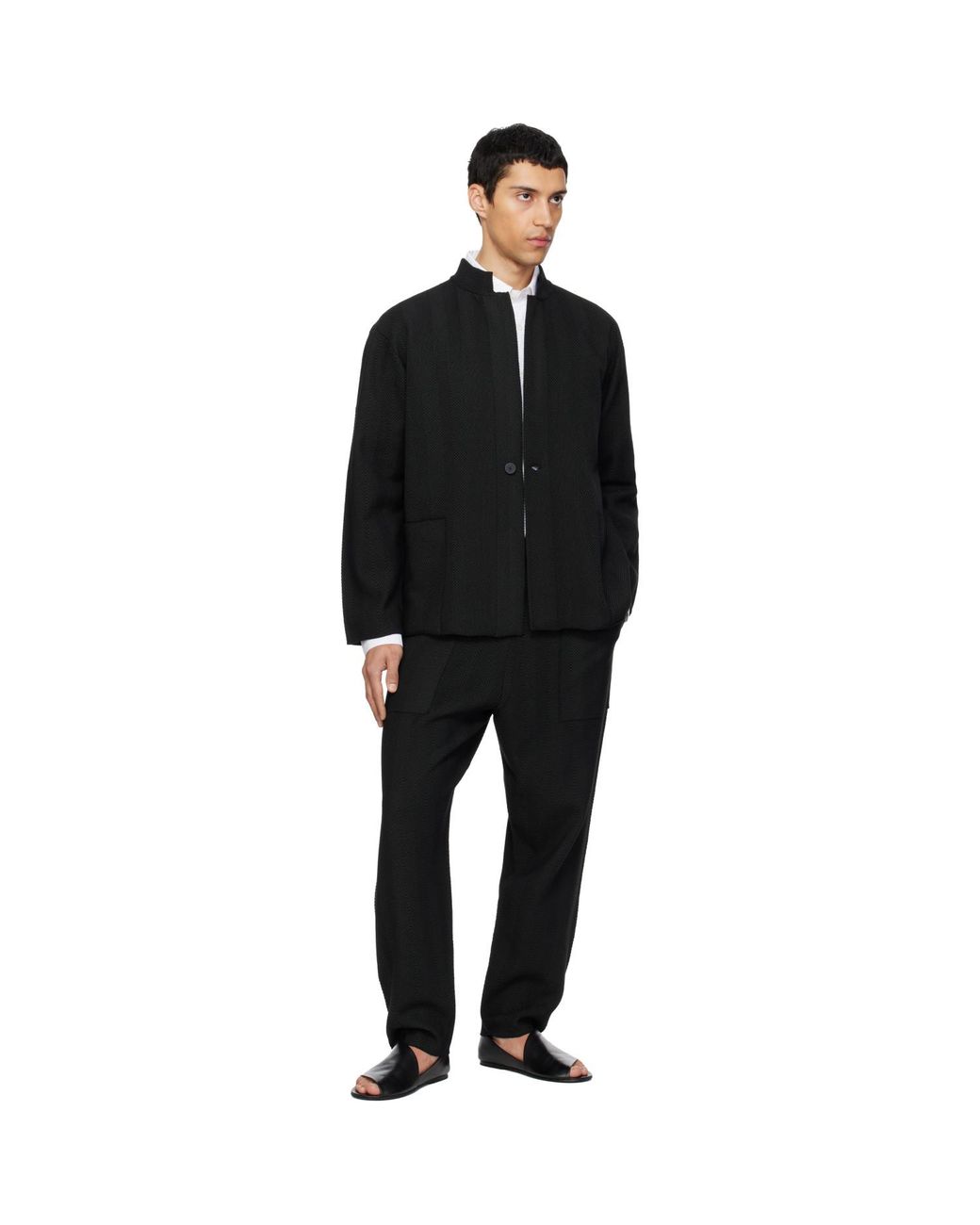 Homme Plissé Issey Miyake Black Inlaid Knit Jacket for men
