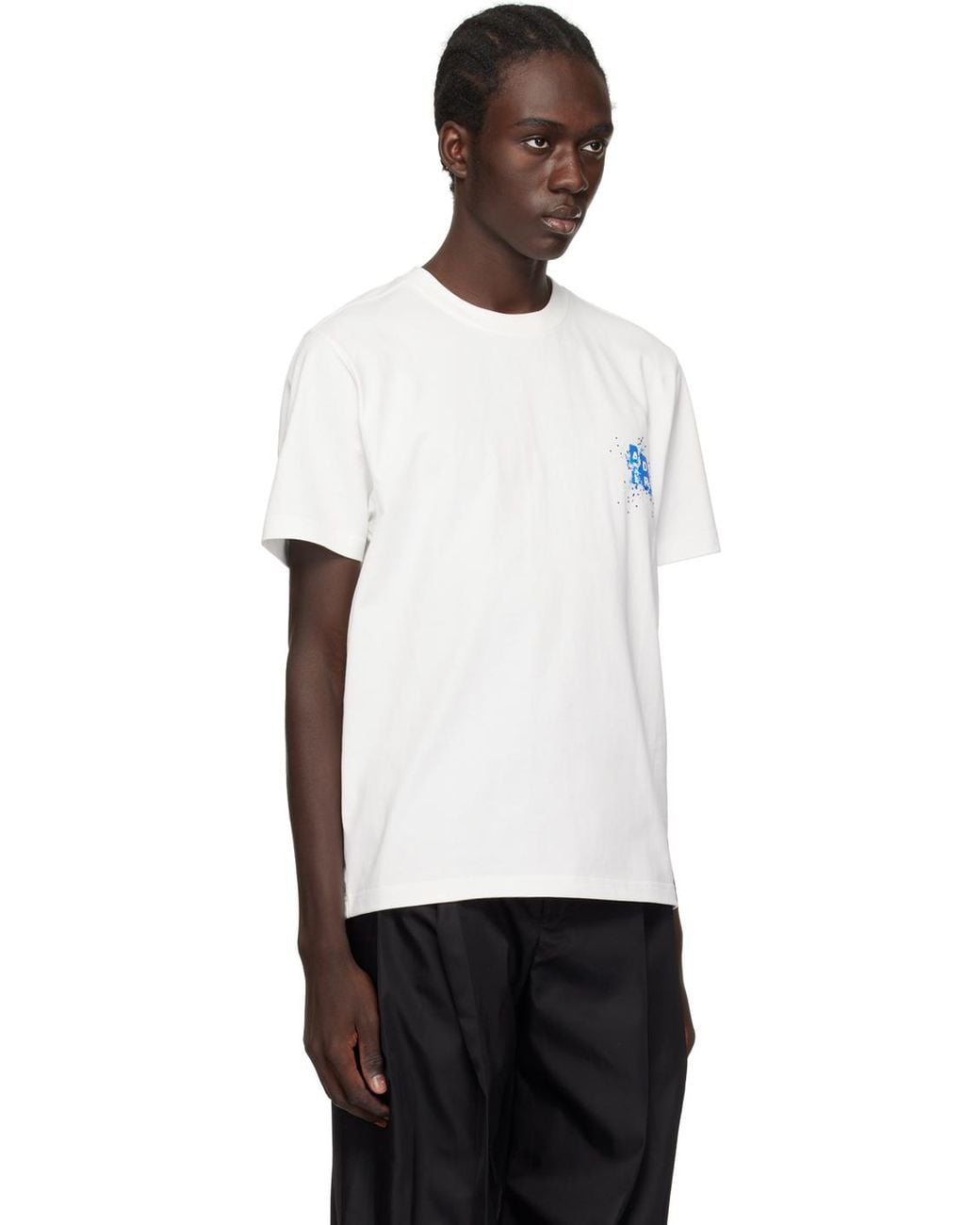メンズ Adererror ホワイト スワロフスキー クリスタル Tシャツ 