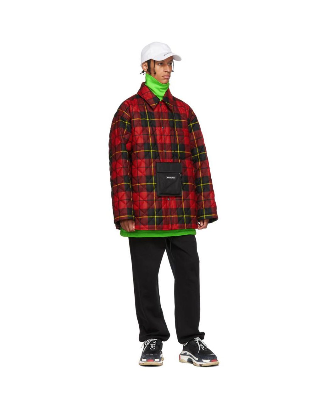 Black Polar Check Padded Shirt for Men 