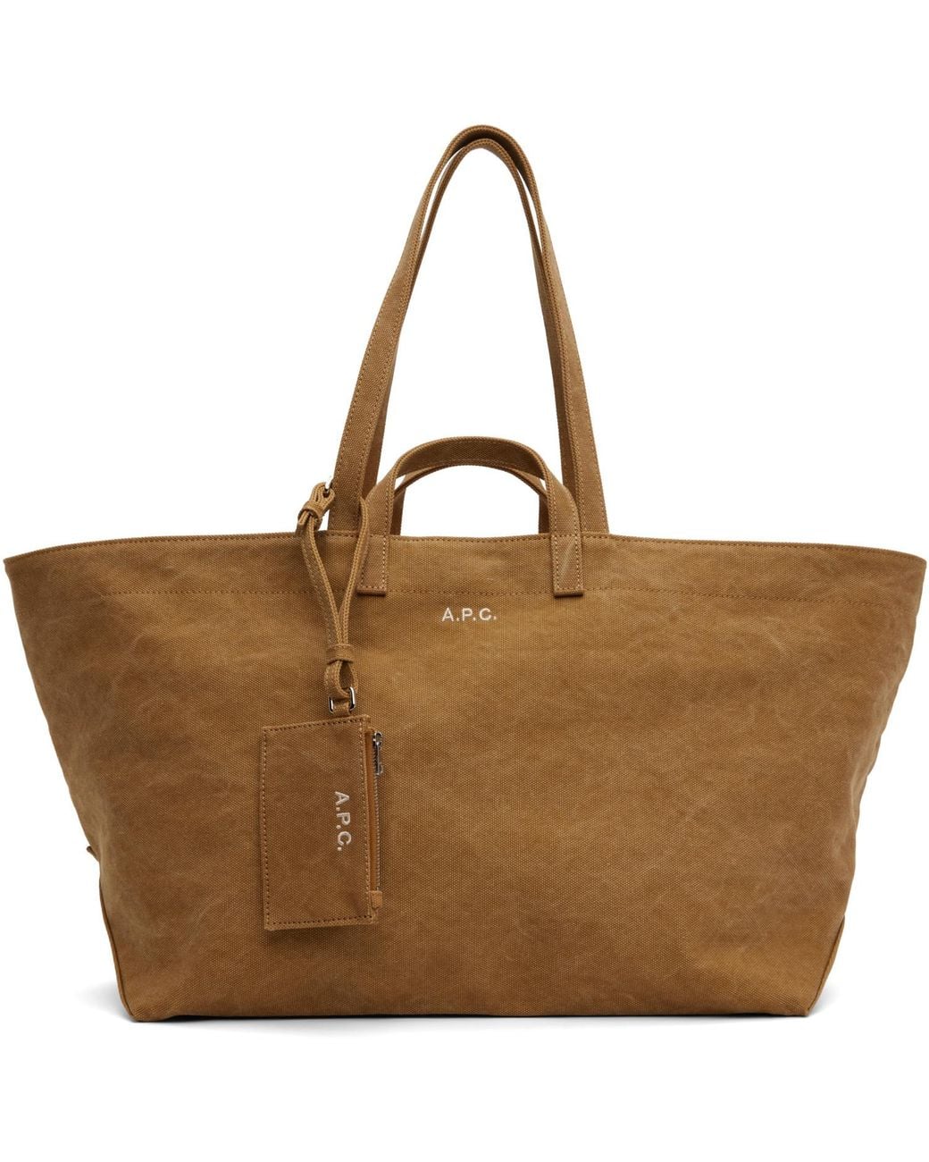 A.P.C. Brown Tan Drummer Toile Tote