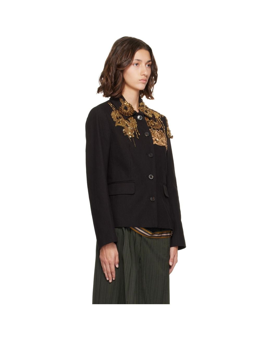 Dries Van Noten Black Embroidered Blazer