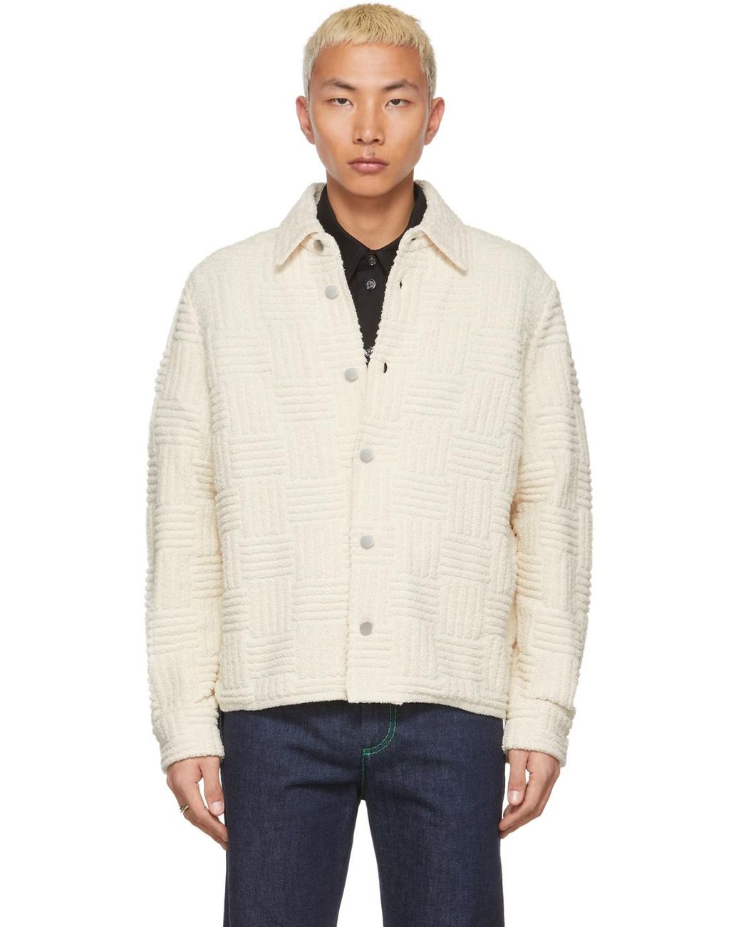 Bottega Veneta Cotton Off-white Jacquard Towelling Jacket for Men | Lyst