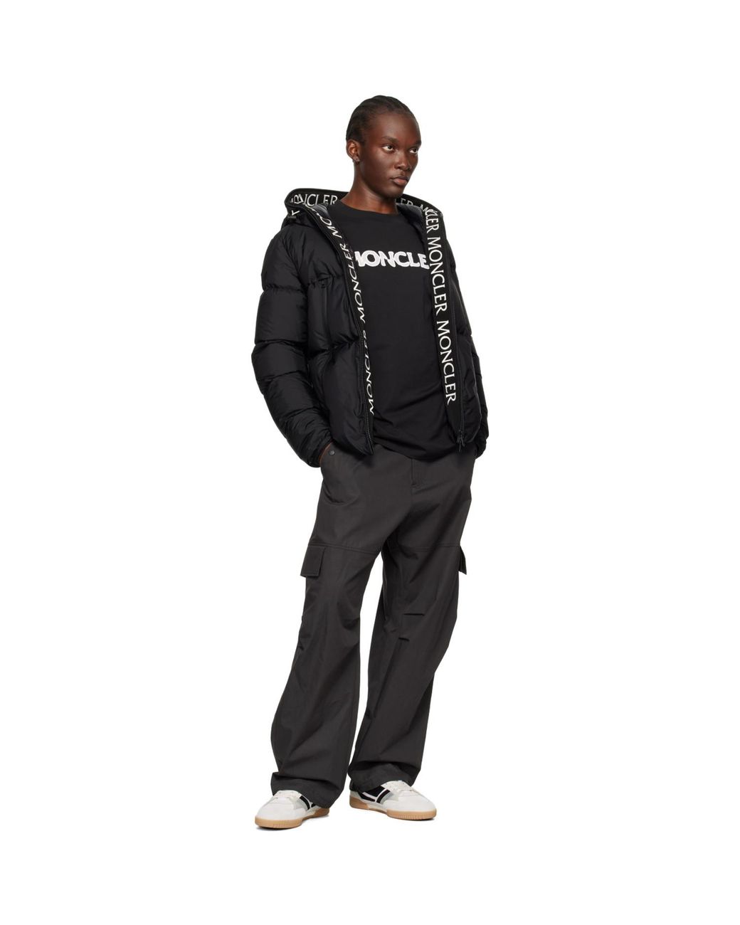 Moncler Black Montcla Paneled Hooded Jacket for men